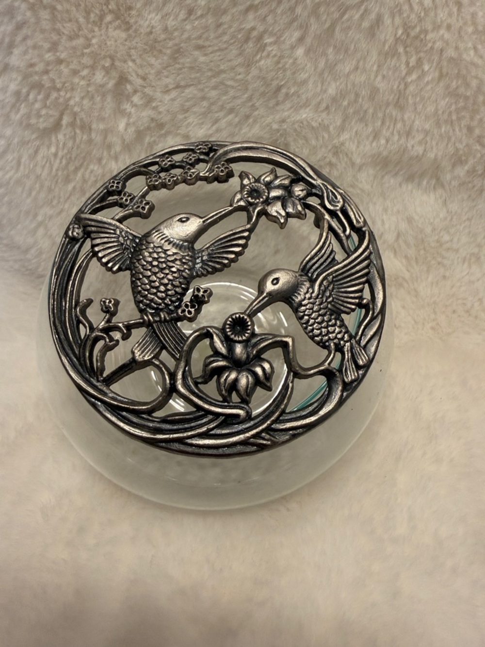 Pewter Hummingbirds   Vintage 1989 Radcliffe  Potpourri Trinket Jar